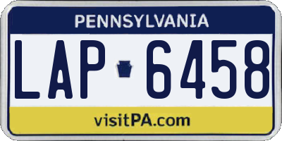 PA license plate LAP6458