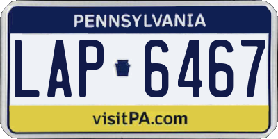PA license plate LAP6467