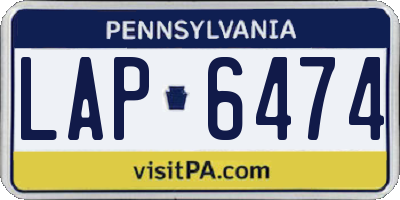 PA license plate LAP6474