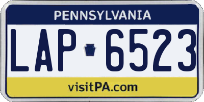 PA license plate LAP6523