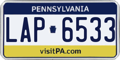 PA license plate LAP6533
