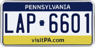 PA license plate LAP6601