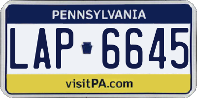 PA license plate LAP6645