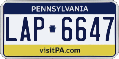 PA license plate LAP6647