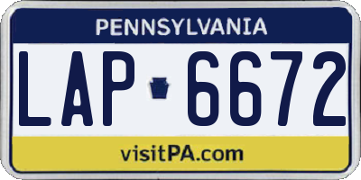 PA license plate LAP6672