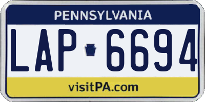 PA license plate LAP6694
