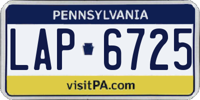 PA license plate LAP6725