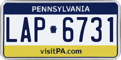 PA license plate LAP6731