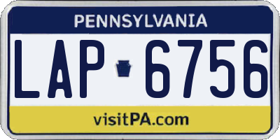 PA license plate LAP6756