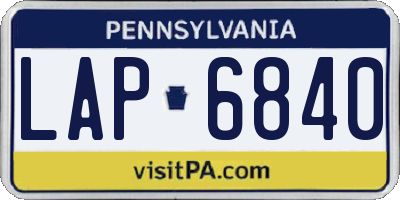 PA license plate LAP6840