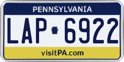PA license plate LAP6922