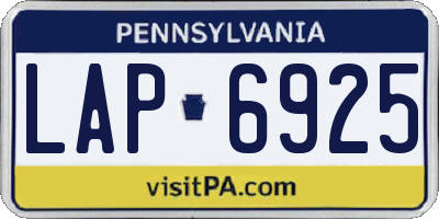 PA license plate LAP6925