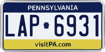 PA license plate LAP6931