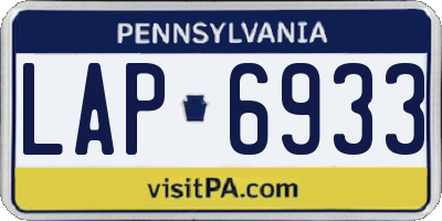 PA license plate LAP6933