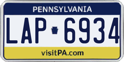 PA license plate LAP6934