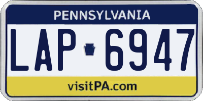 PA license plate LAP6947
