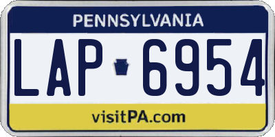 PA license plate LAP6954