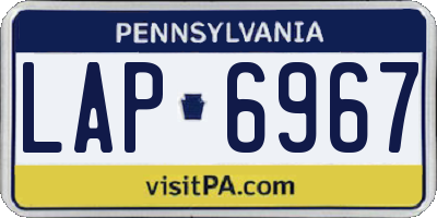 PA license plate LAP6967