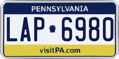 PA license plate LAP6980
