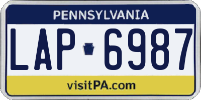 PA license plate LAP6987
