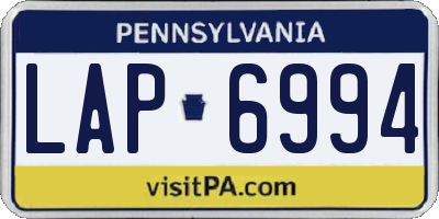 PA license plate LAP6994