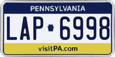 PA license plate LAP6998