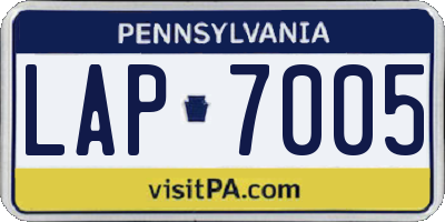 PA license plate LAP7005