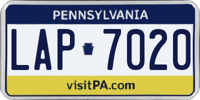 PA license plate LAP7020