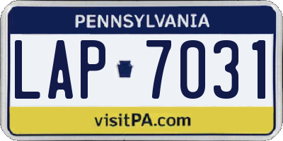 PA license plate LAP7031