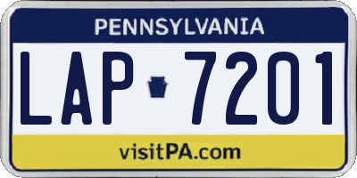 PA license plate LAP7201