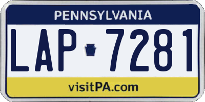 PA license plate LAP7281