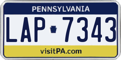 PA license plate LAP7343