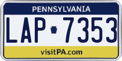 PA license plate LAP7353