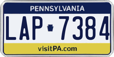 PA license plate LAP7384