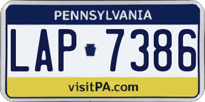 PA license plate LAP7386