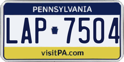 PA license plate LAP7504