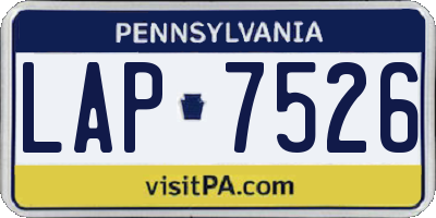 PA license plate LAP7526