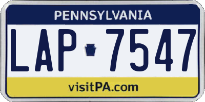 PA license plate LAP7547