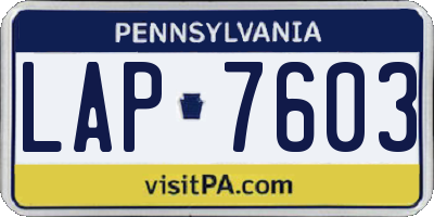 PA license plate LAP7603