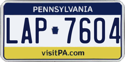 PA license plate LAP7604