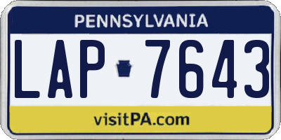 PA license plate LAP7643