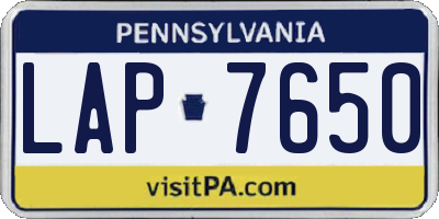 PA license plate LAP7650