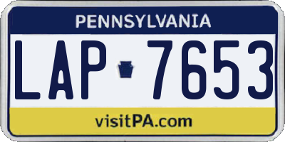 PA license plate LAP7653