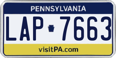 PA license plate LAP7663