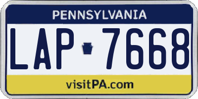 PA license plate LAP7668