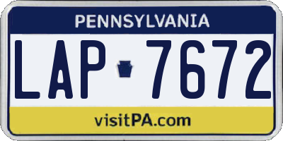 PA license plate LAP7672