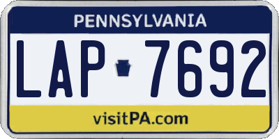PA license plate LAP7692
