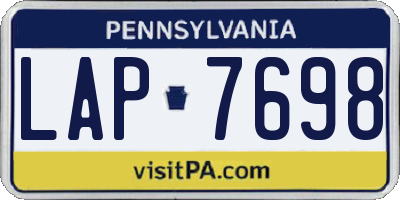 PA license plate LAP7698