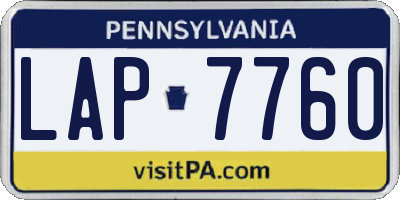 PA license plate LAP7760