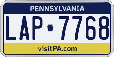 PA license plate LAP7768